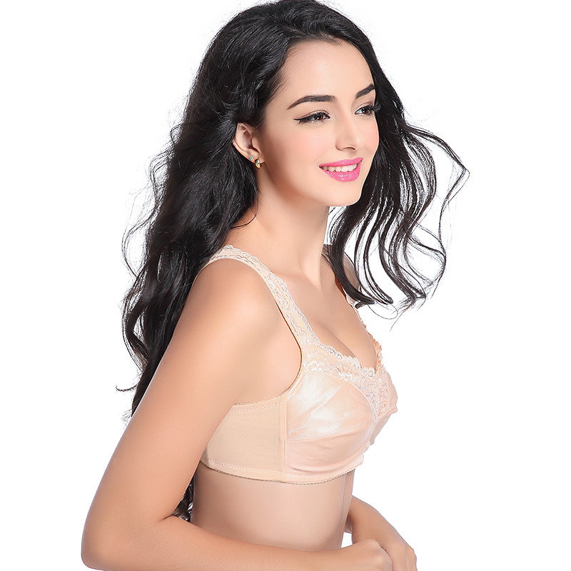 Femboy in Beige Wireless Lace Strap Cotton Pocket Bra - Femboy Fashion