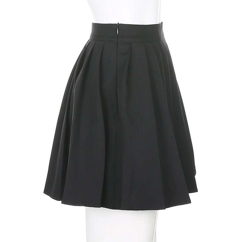 Black High Waist Pleated Skirt - Femboy Fashion