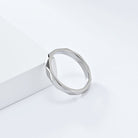 Silver minimalist rhombus stainless steel ring band on a white background
