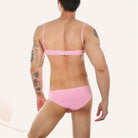 Sissy in Pink Underwear And Bra Set Back - Femboy Fashion