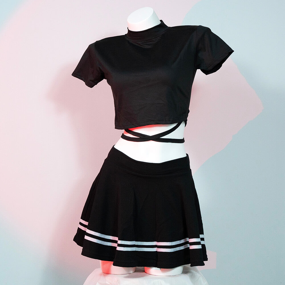 Femboy Wear A Black With White Stripes Femboy Skirt - Femboy Fashion