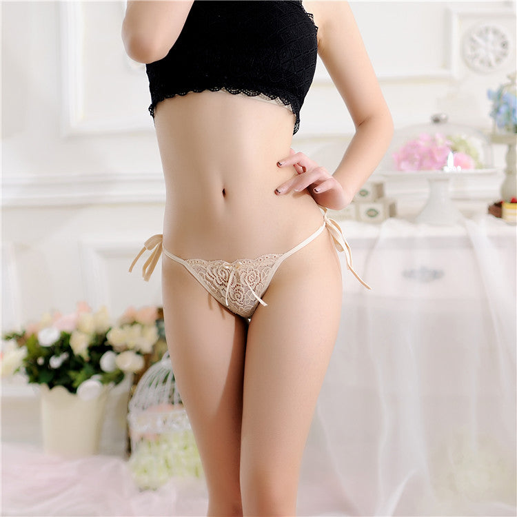 Sexy Floral Lace Side Tie Thong - Femboy Fashion