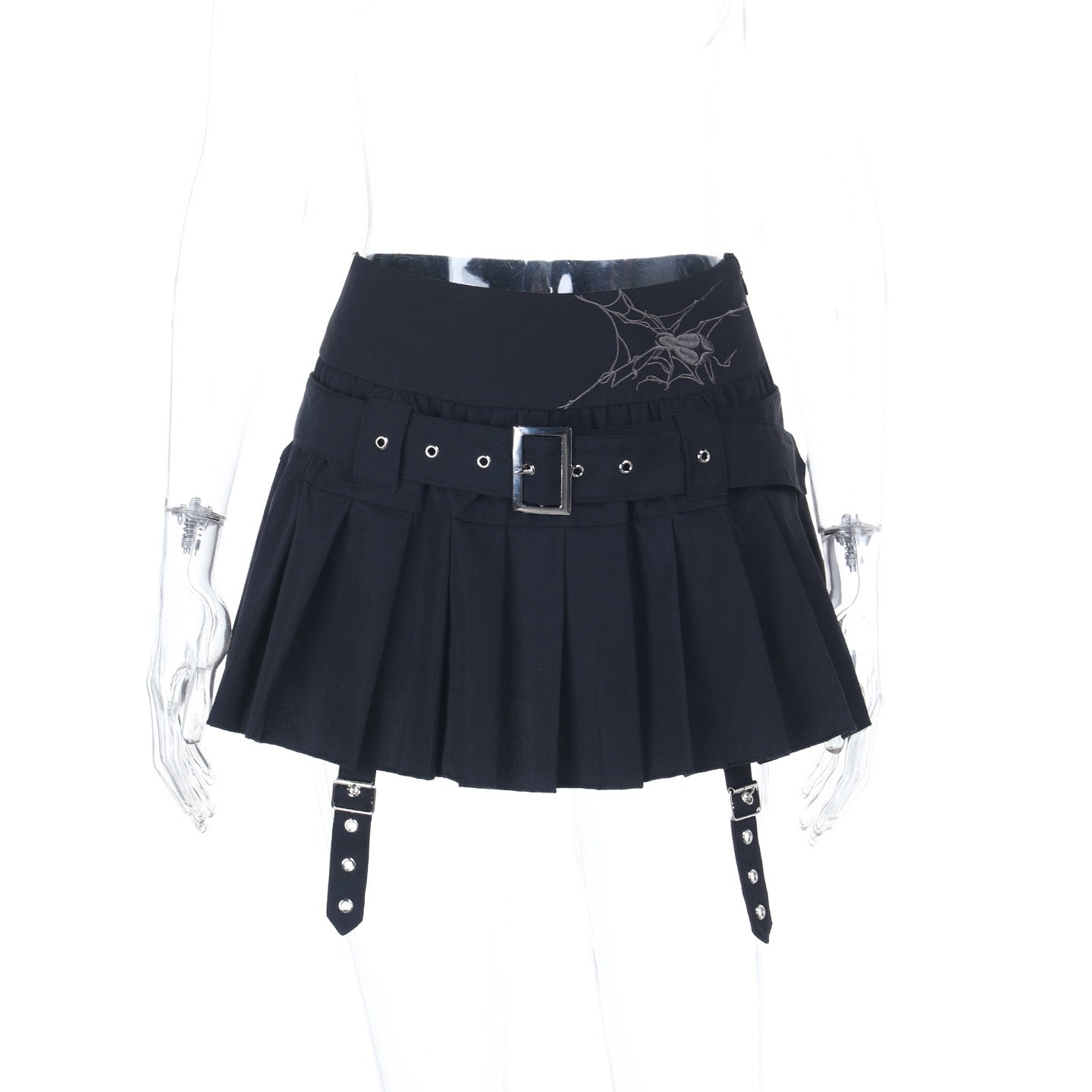 Black Goth Pleated Skirt - Femboy Fashion