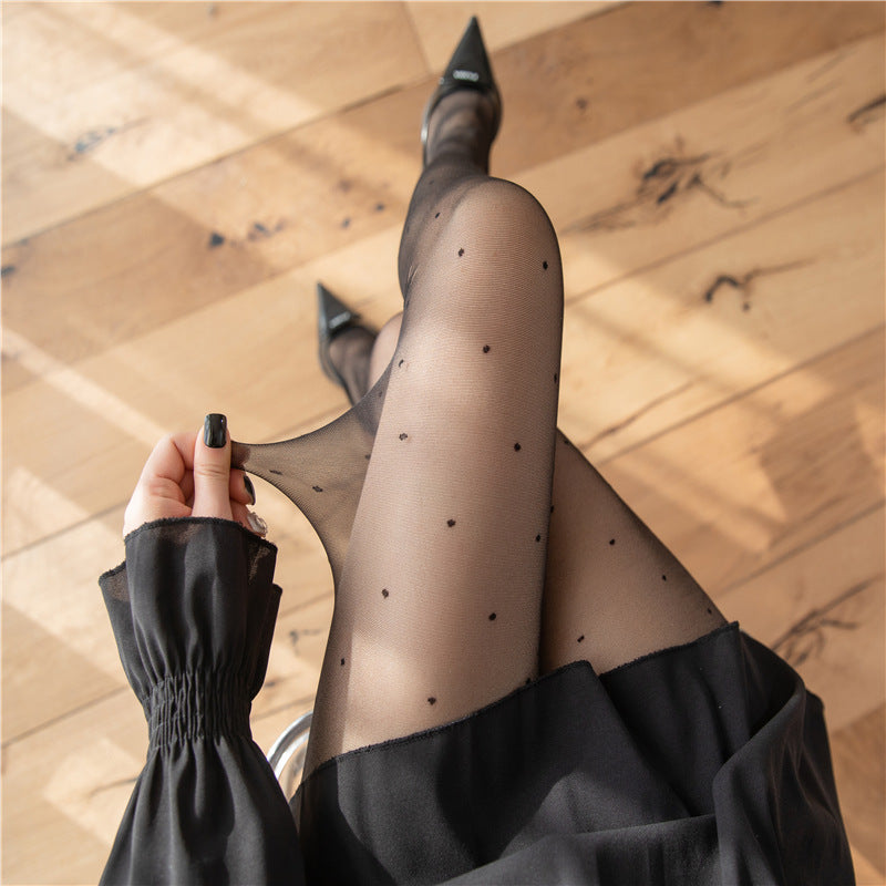 Black Pantyhose With Dots - Femboy Fashion