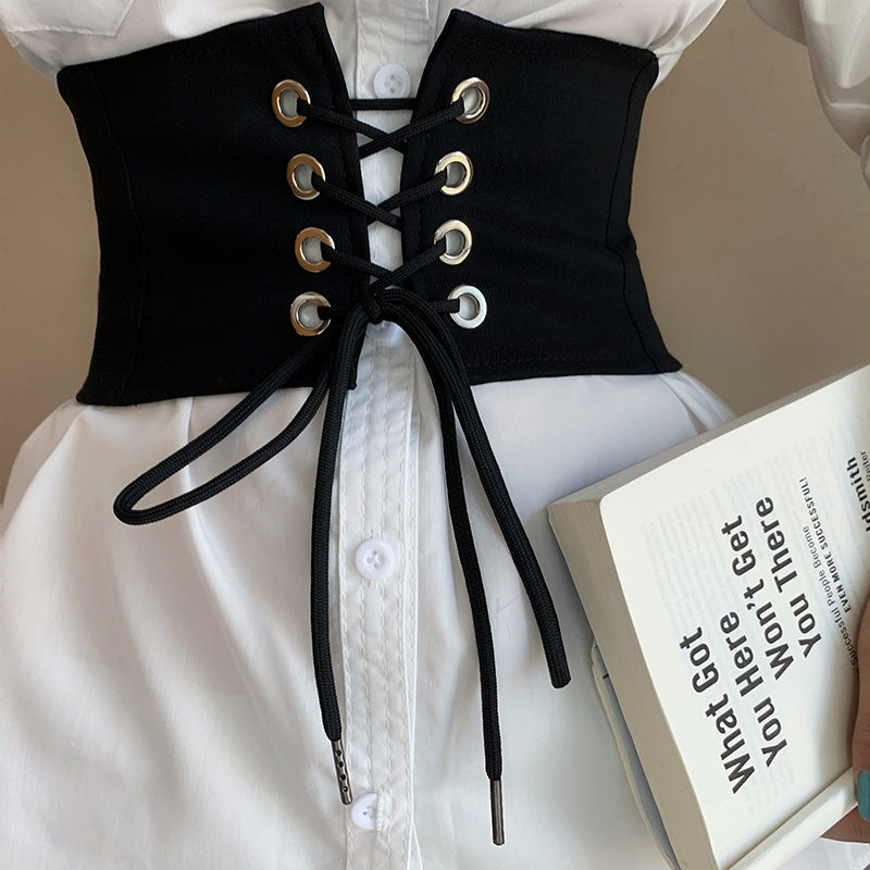 Black Corset Belt Lace Up - Femboy Fashion