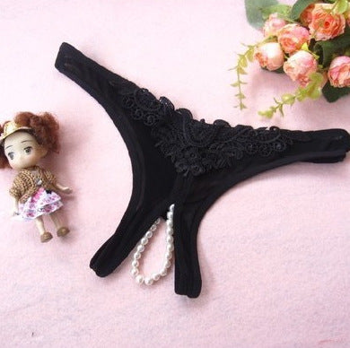 Sexy Crotchless Pearl Thong - Femboy Fashion