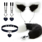 Fox Ears And Tail Butt Plug 4 Piece Set - Black - Femboy Fashion