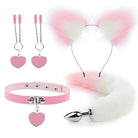 Fox Ears And Tail Butt Plug 4 Piece Set - Pink - Femboy Fashion