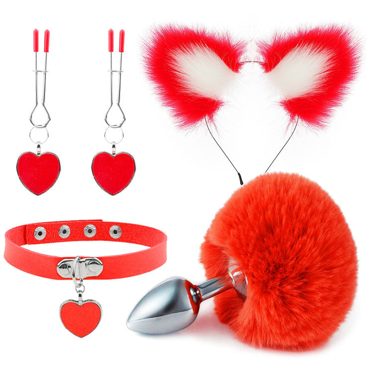 Fox Ears And Tail Butt Plug 4 Piece Set - Red - Femboy Fashion