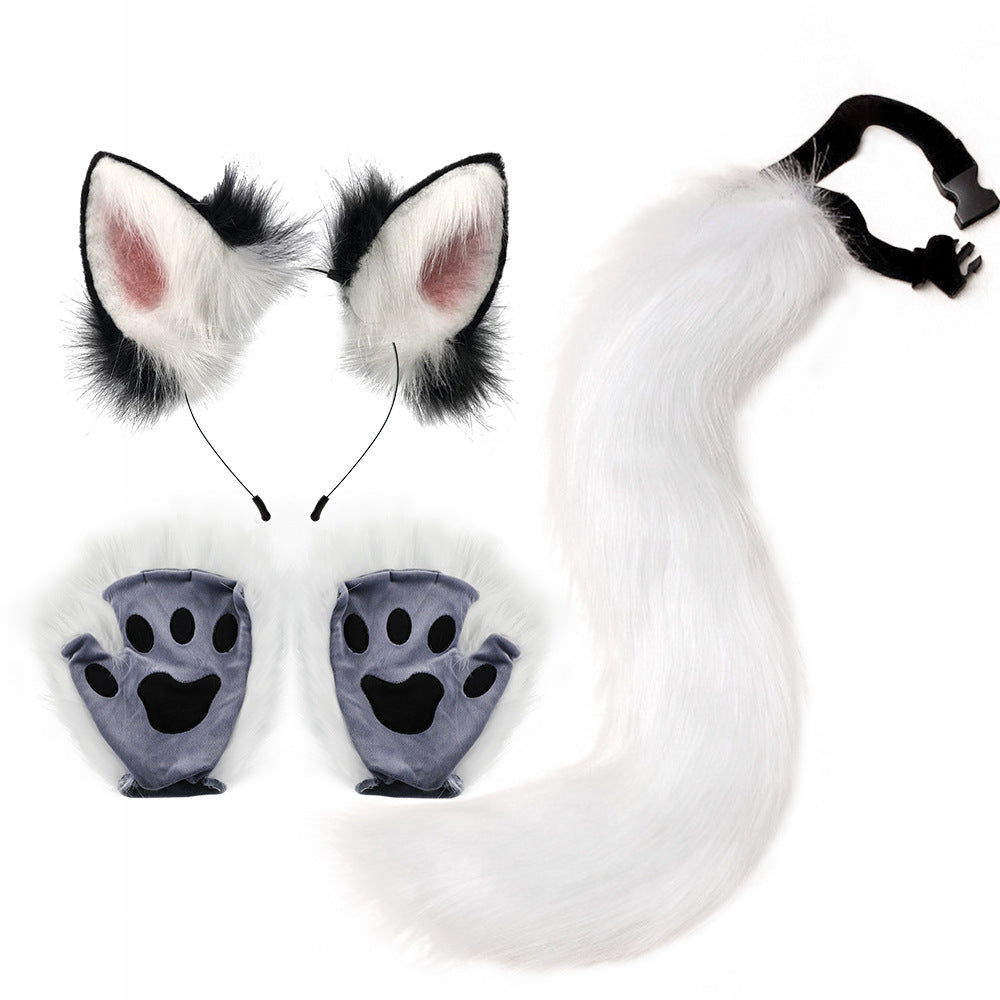 Fox Ears And Tail With Gloves Set - Femboy Fashion