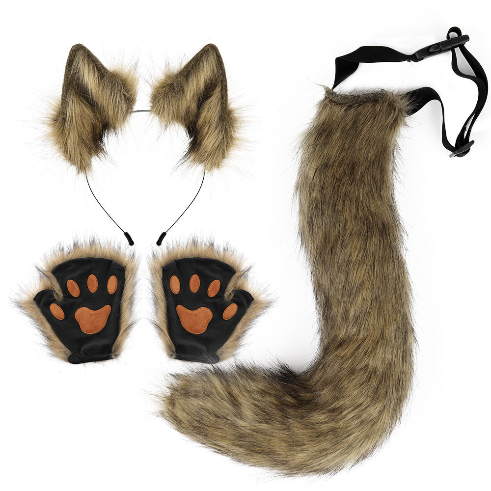 Fox Ears And Tail With Gloves Set - Femboy Fashion