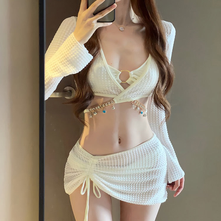 French 4 Piece Swimsuit - Femboy Fashion