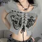 Slimfit gothic lace up crop tee for femboy