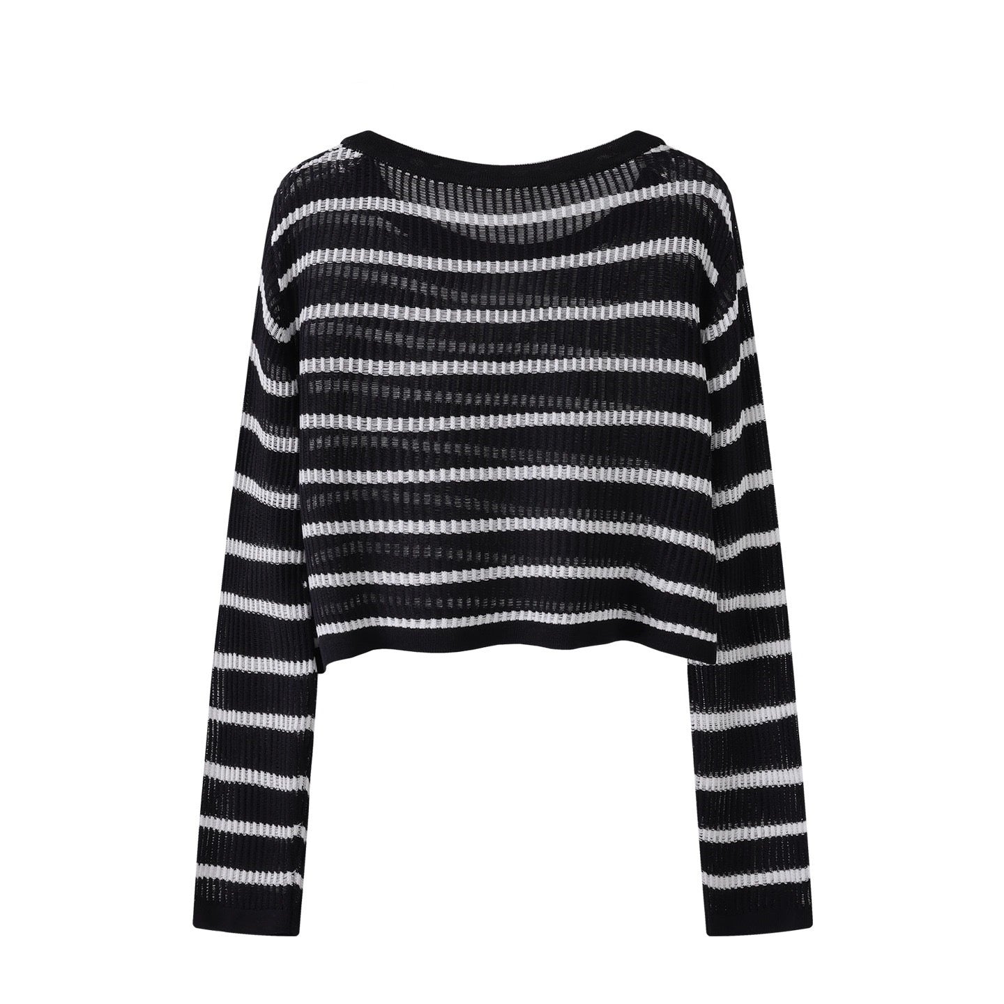 Gray And White Striped T-Shirt Long Sleeve - Femboy Fashion