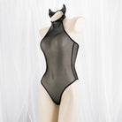 Black Mesh Bodysuit Crotchless Lingerie - Femboy Fashion