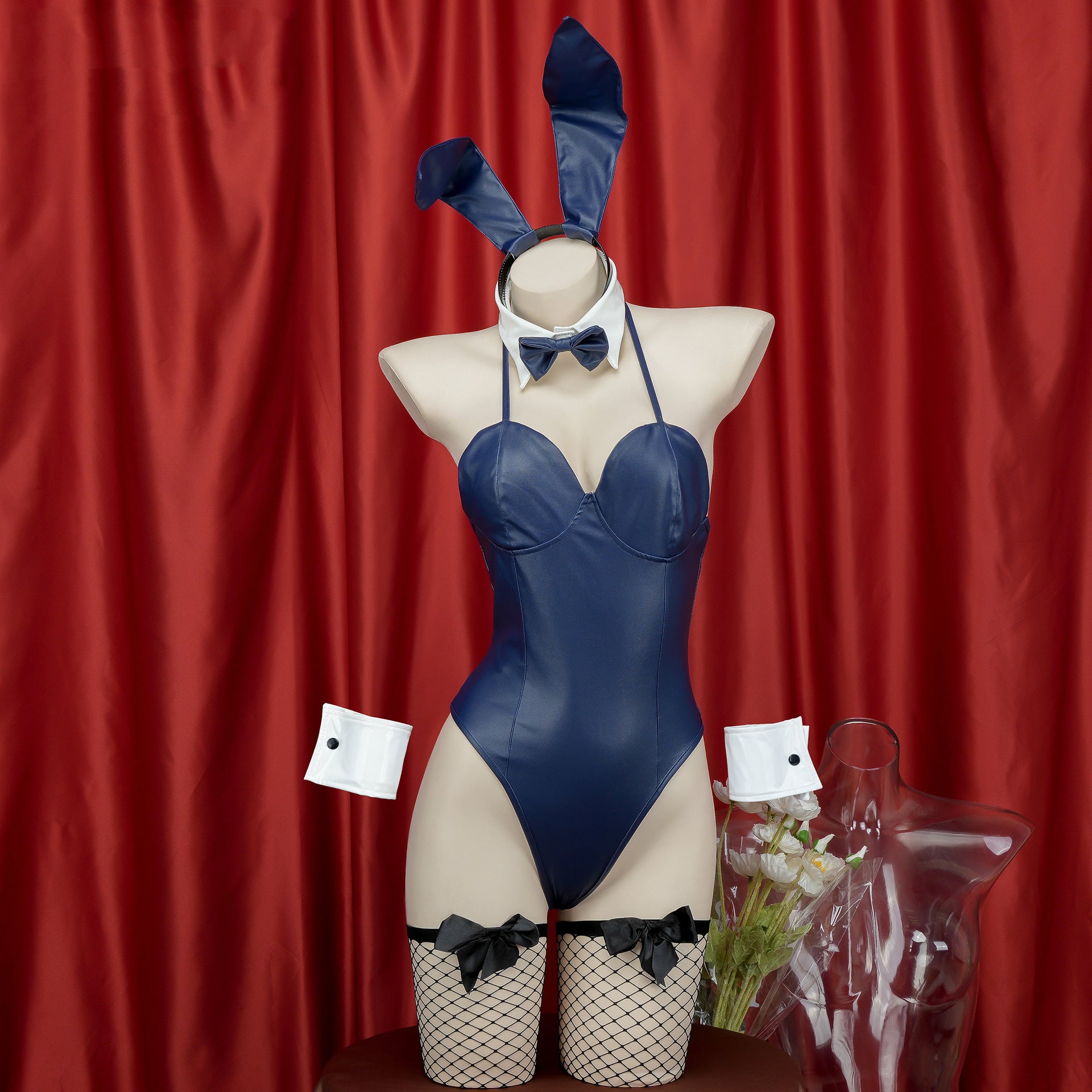 Navy Blue Bunny Girl Lingerie Set - Femboy Fashion