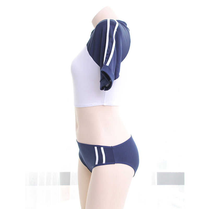 Navy Crop Top Lingerie Set - Femboy Fashion