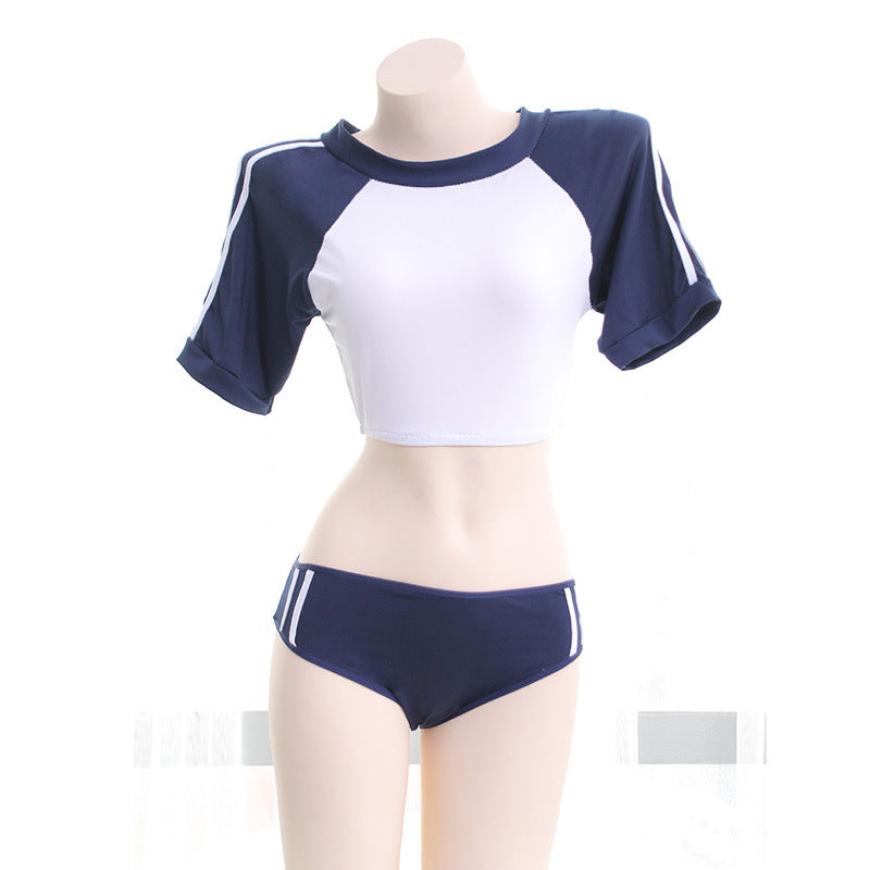 Navy Crop Top Lingerie Set - Femboy Fashion