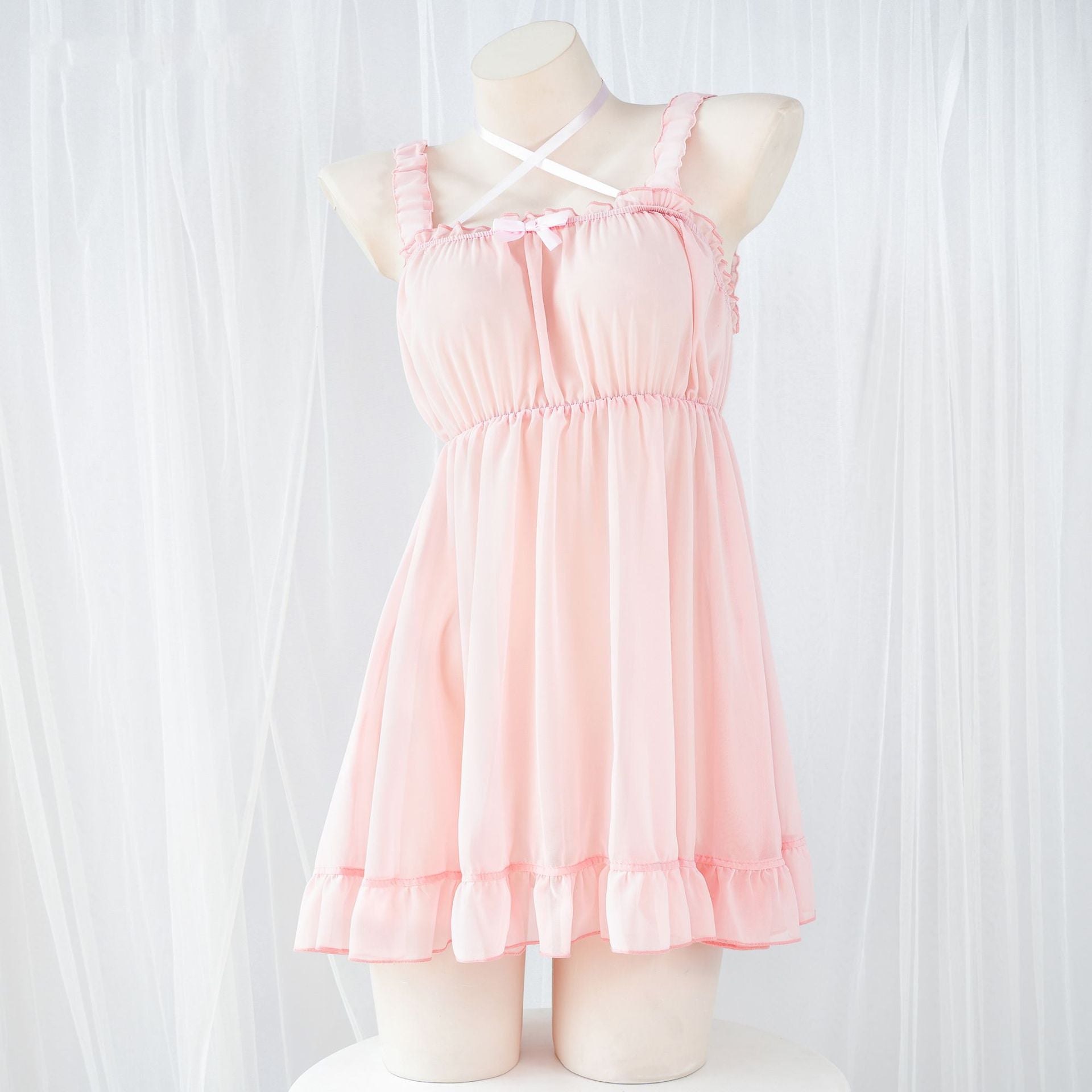 Pink Chiffon Lingerie Dress - Femboy Fashion