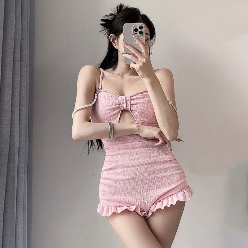 Pink Ruffle Swimsuit - Femboy Fashion