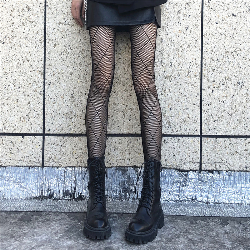 Plaid Fishnet Pantyhose - Femboy Fashion