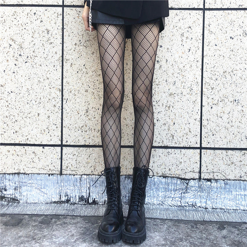 Plaid Fishnet Pantyhose - Femboy Fashion