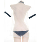 School Girl White Sheer Lingerie Set Back - Femboy Fashion