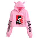 Anime Crop Hoodie With Cat Ears - Pink - Femboy Fashion