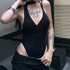 Sexy Halterneck Bodysuit Black - Femboy Fashion