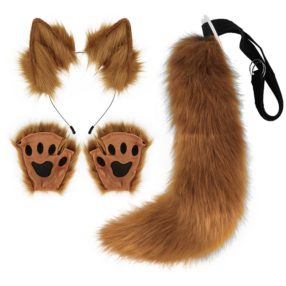 Fox Ears And Tail With Gloves Set - Femboy Fashion