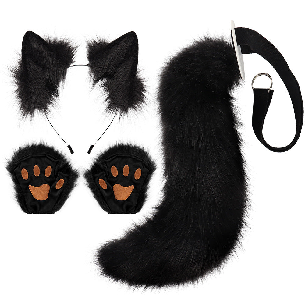 Fox Ears And Tail With Gloves Set - Femboy Fashion