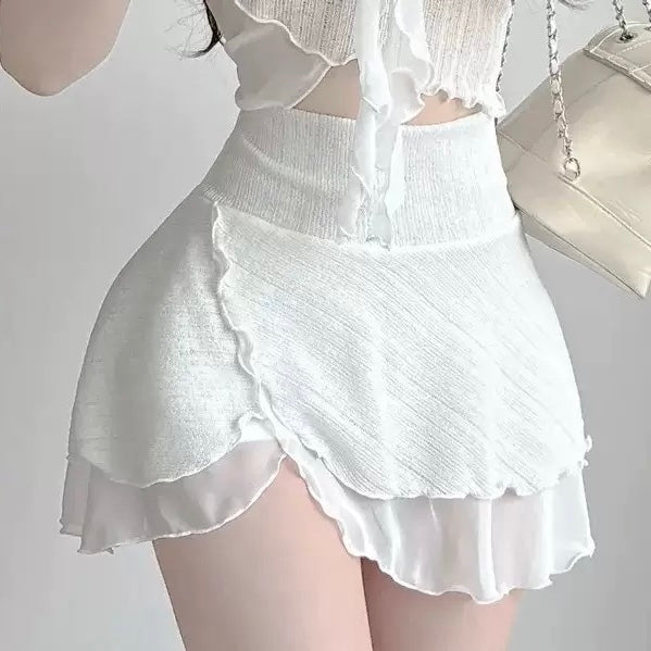 Femboy in Sweet White Ruffle Halter Bikini Set - Femboy Fashion