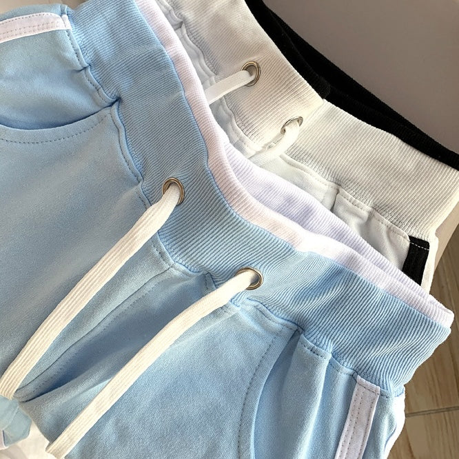 Blue And White Solid Dolphin Short Detail - Femboy Fashion