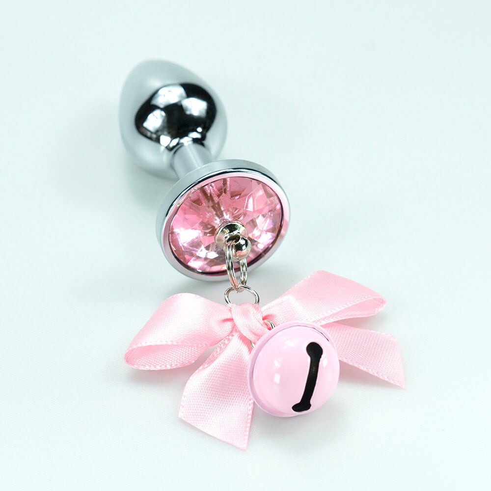 Stainless steel butt plug with pink bell detail