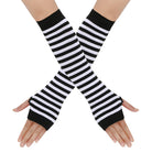 Striped Arm Warmers Black And White For Femboy - Femboy Fashion