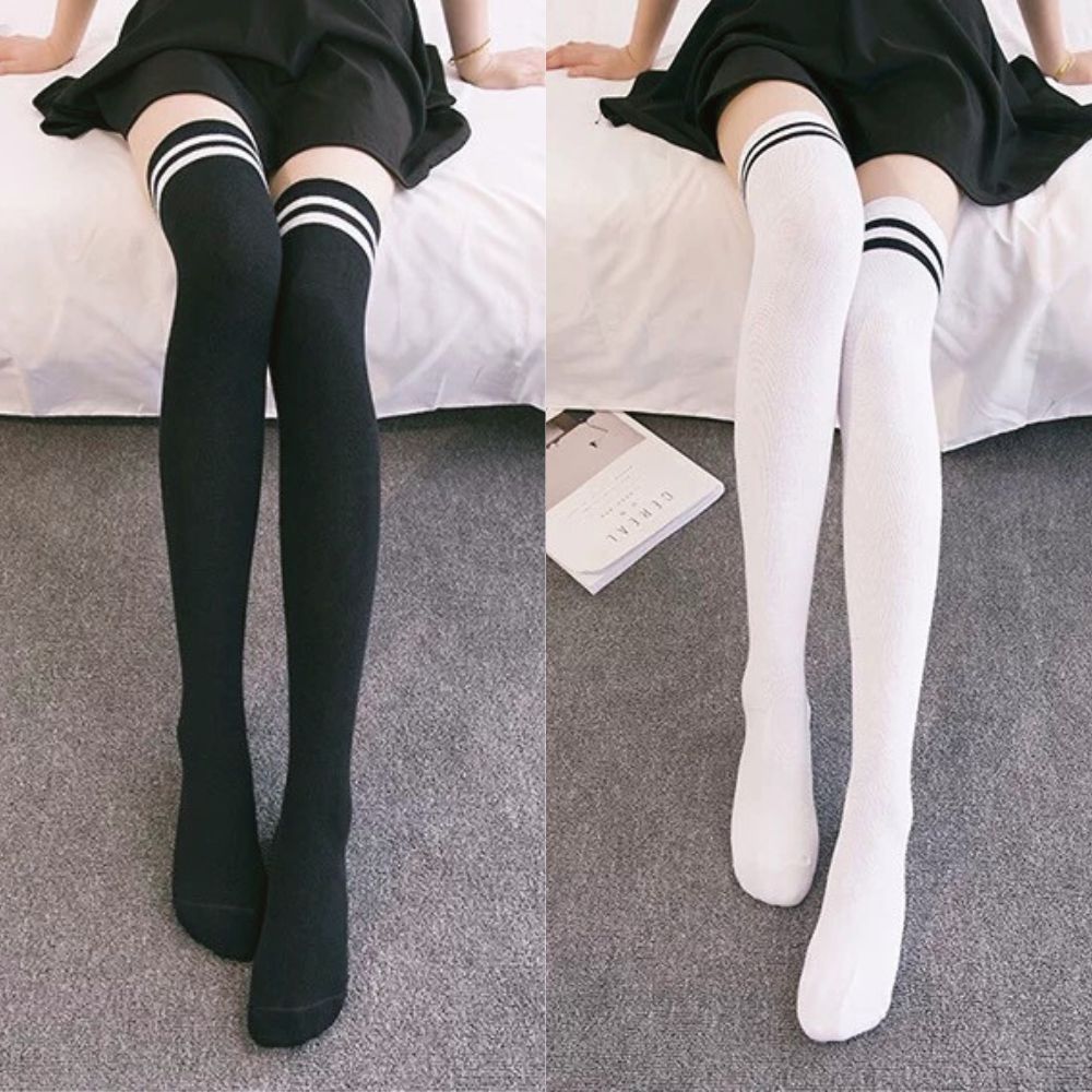 Striped Thigh High Stockings