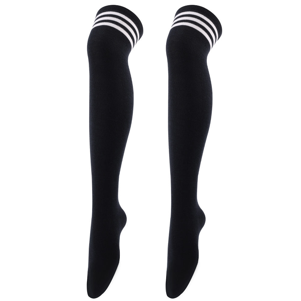 White Striped Black Thigh High Stockings - Femboy Fashion