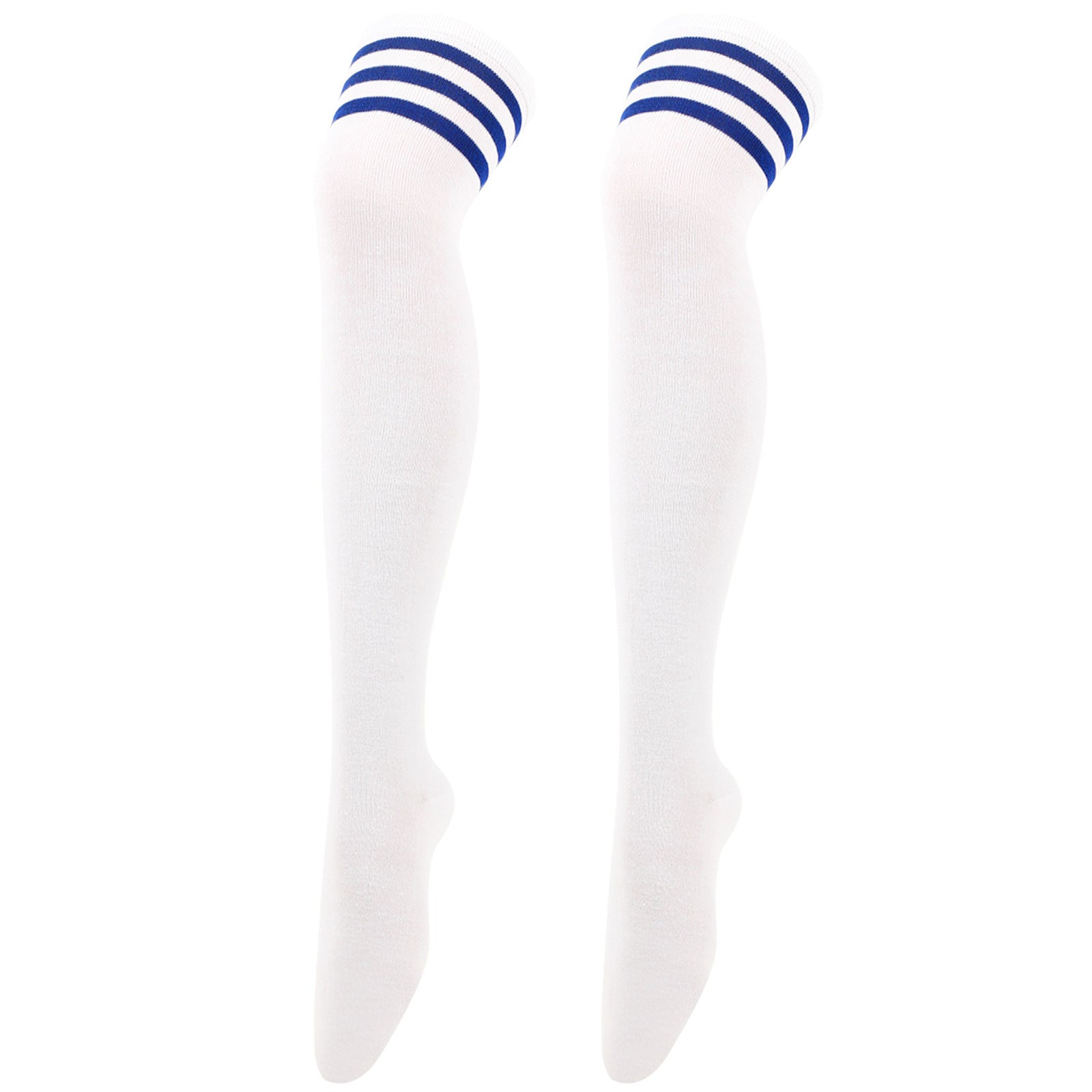 Blue Striped White Thigh High Stockings - Femboy Fashion