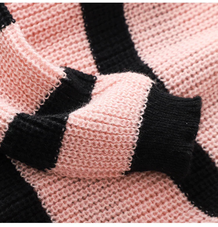 Sweet Black And Pink Off Shoulder Sweater Material