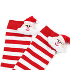 Sweet femboy christmas striped thigh high socks with detail