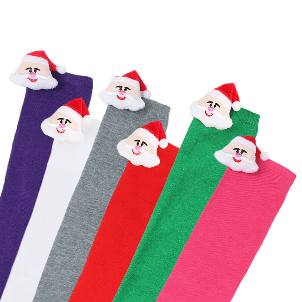 Sweet femboy christmas striped thigh high socks with front