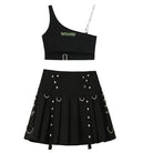 Sweet gothic black pleated skirt