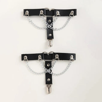 Heart Chain Leather Femboy Garter