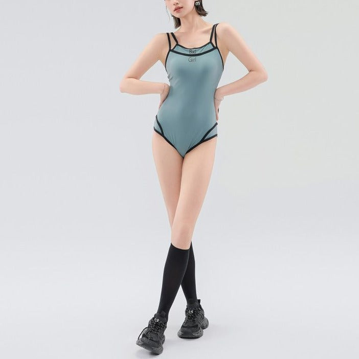 Femboy in Teal One Piece Swimsuit - Femboy Fashion