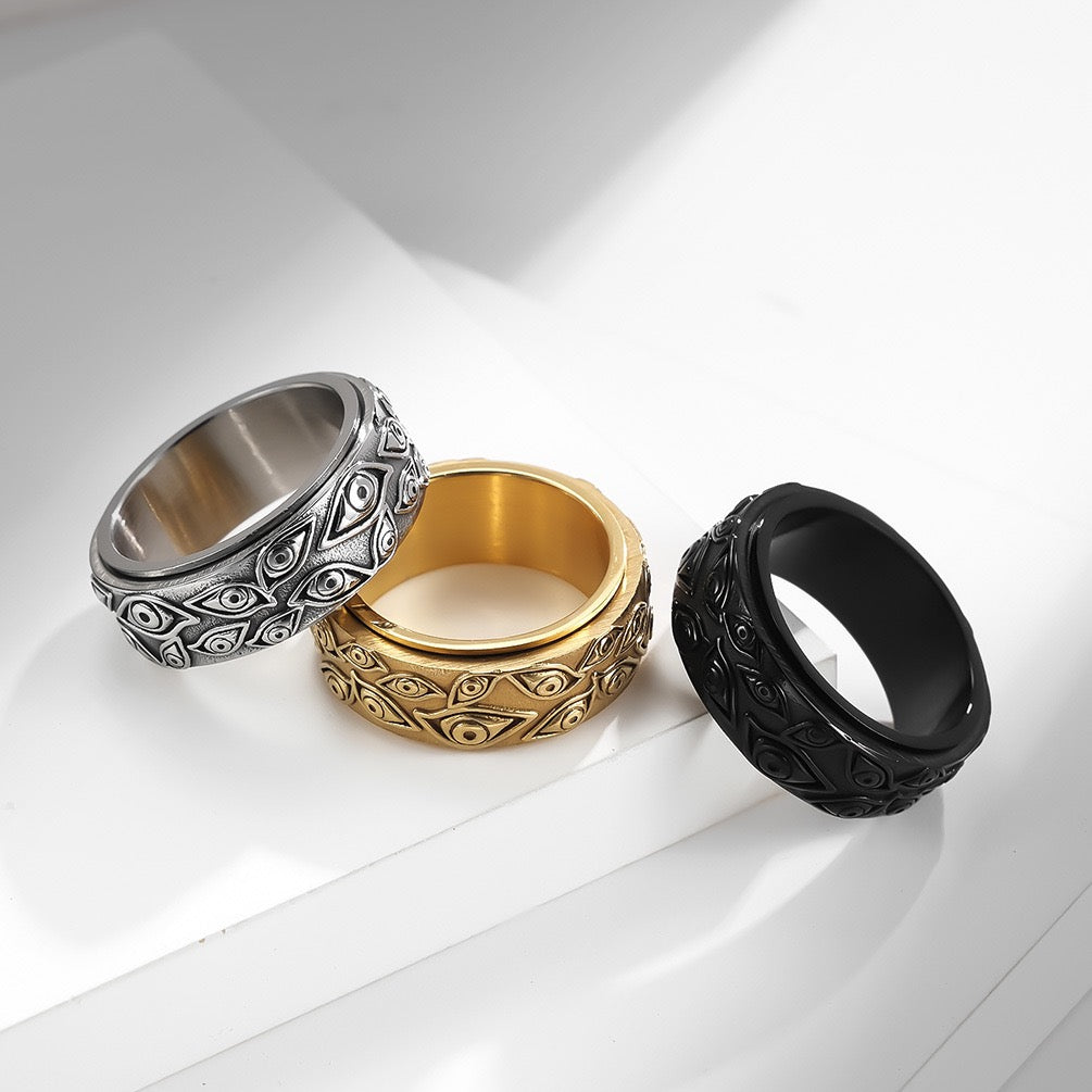 Three Eye Of God Stainless Steel Rings