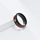 Black tree of life viking rune wood grain stainless steel ring