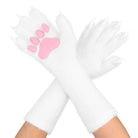 White gloves with 3d pink paw on a white background