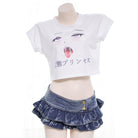 Femboy White Anime Kaomoji Crop Top - Femboy Fashion