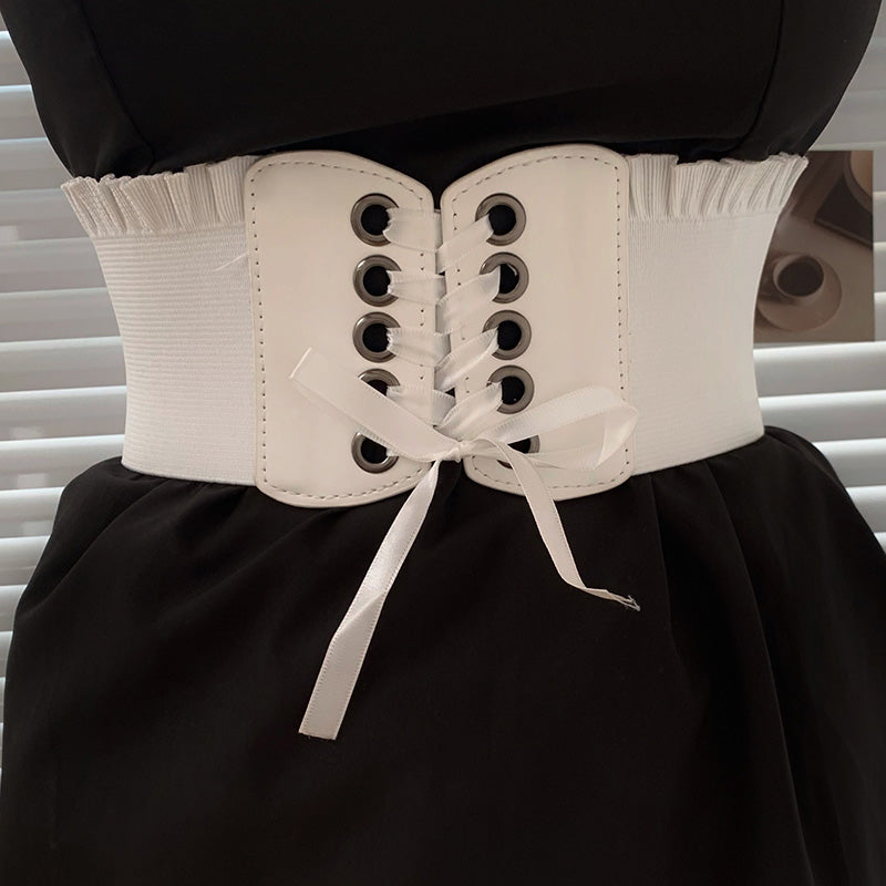 White Corset Belt Lace Up - Femboy Fashion