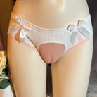 White cotton silicone cameltoe panty with bowknot
